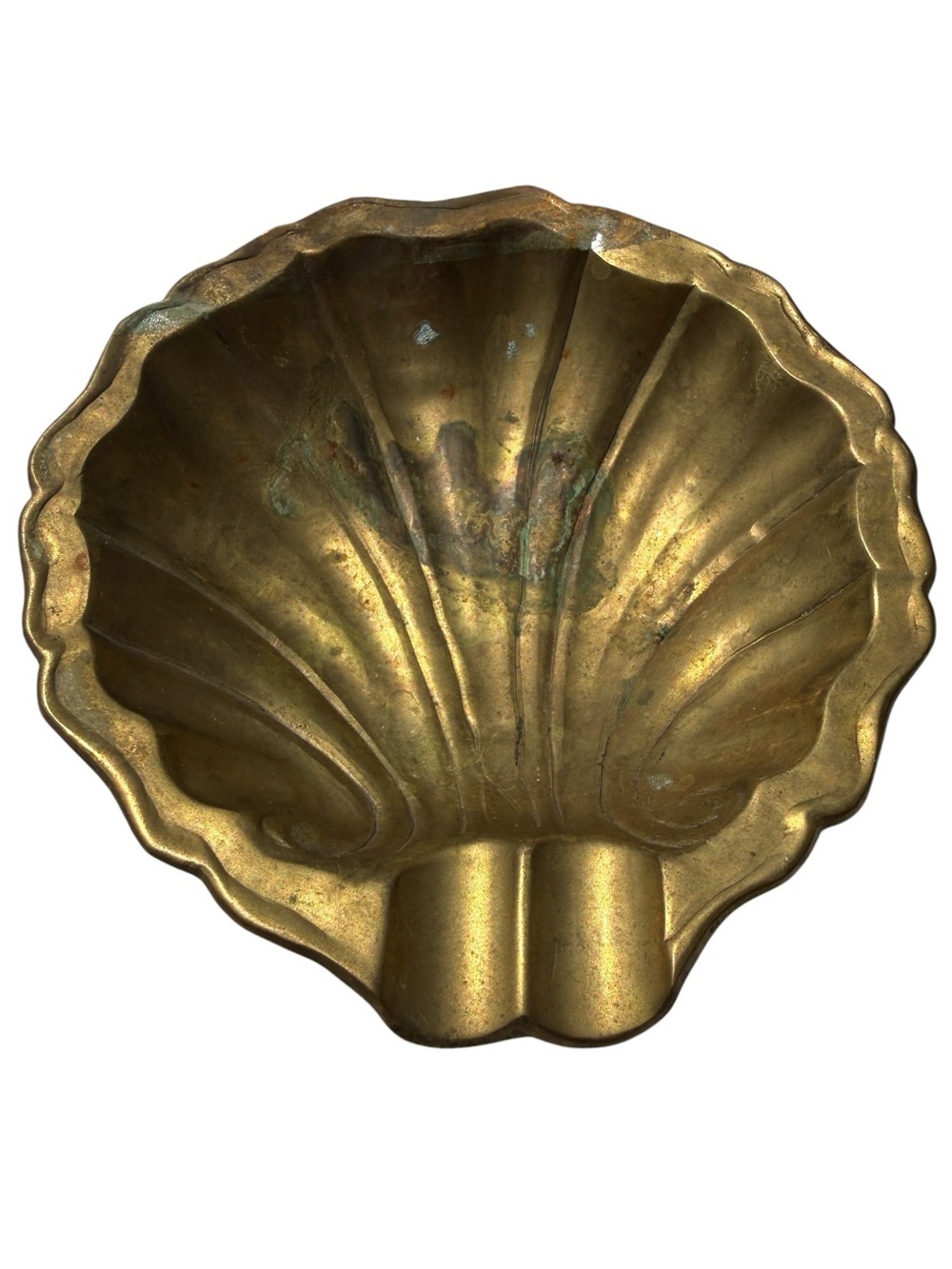 Vintage Solid Brass Scallop Shell Wall Pocket Coastal Hollywood Regency Decor 5”